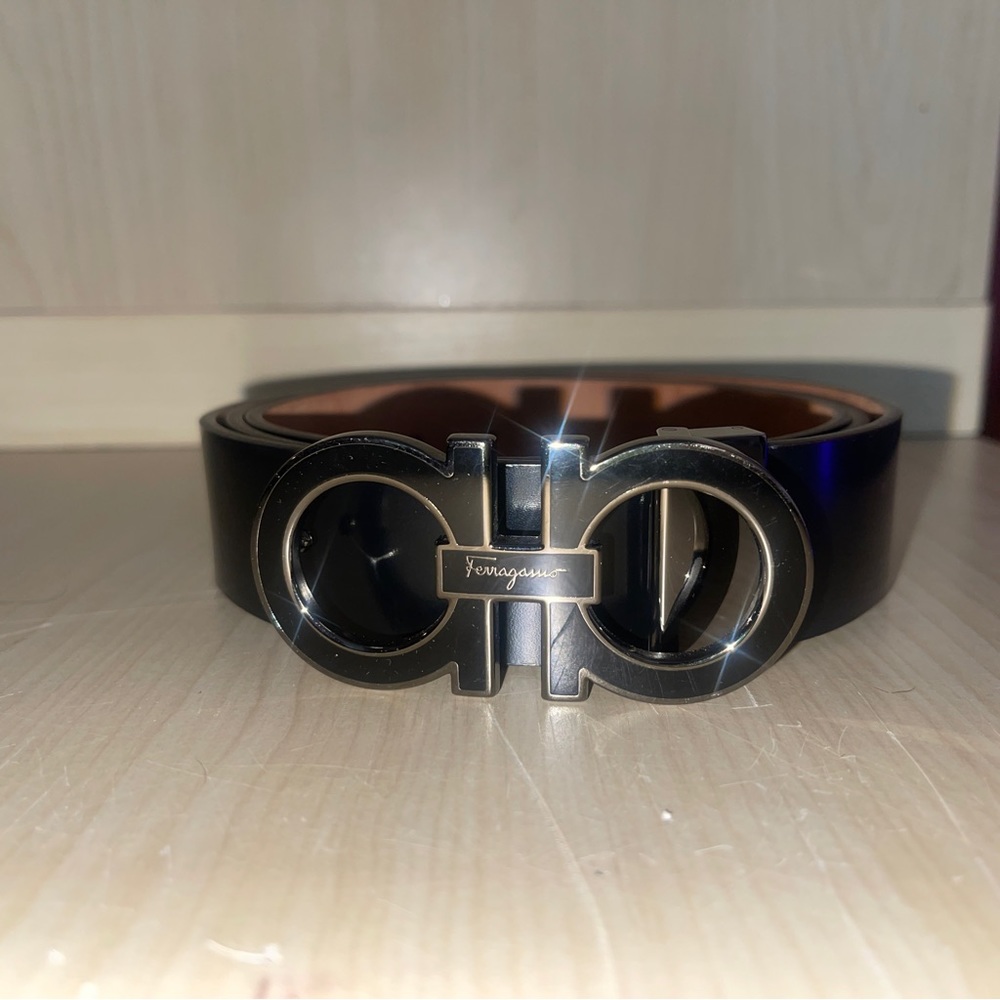 NEW Salvatore Ferragamo belt / enamel and metal double Gancini buckle SP67- 8867